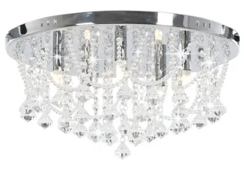 Lustră cu mărgele de cristal, argintiu, rotund, 4 becuri x G9 - 1/5