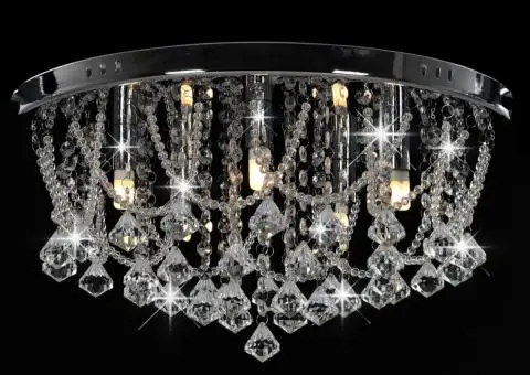 Lustră cu mărgele de cristal, argintiu, rotund, 4 becuri x G9 - 4/5