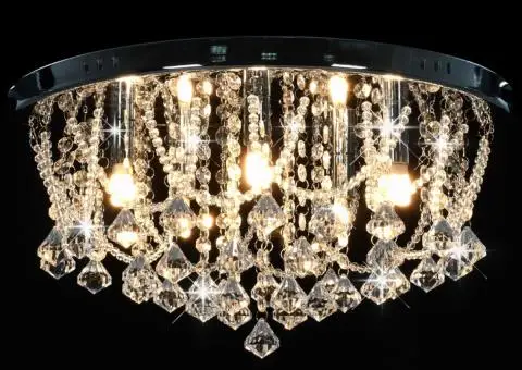 Lustră cu mărgele de cristal, argintiu, rotund, 4 becuri x G9 - 5/5