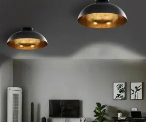 vidaXL Lustre, 2 buc., negru și auriu, semisferic, E27