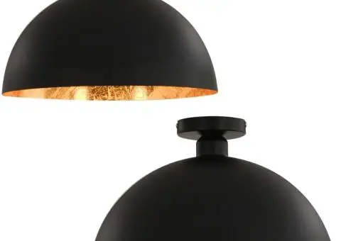 Lustre, 2 buc., negru și auriu, semisferic, E27 - 2/5