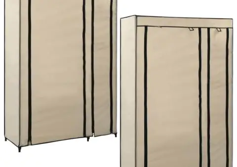 Dulapuri pliabile de haine 2 buc. crem 110x45x175 cm țesătură - 1/5