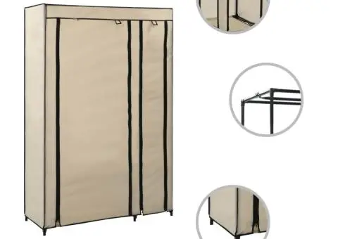 Dulapuri pliabile de haine 2 buc. crem 110x45x175 cm țesătură - 3/5