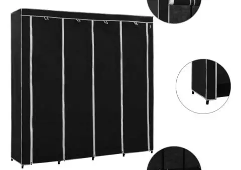 Șifonier cu 4 compartimente, negru, 175 x 45 x 170 cm - 1/5