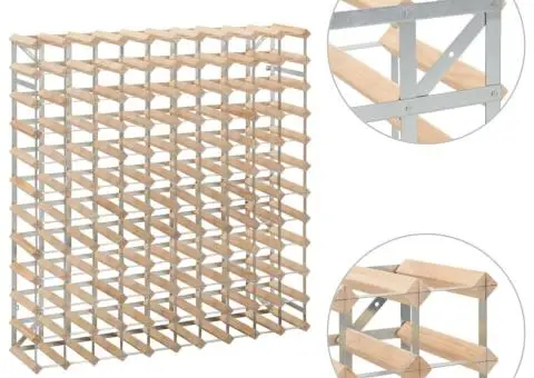 Suport sticle de vin pentru 120 sticle, lemn masiv de pin - 4/5