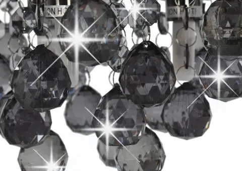 Lustră cu mărgele fumurii, negru, rotund, G9 - 4/5