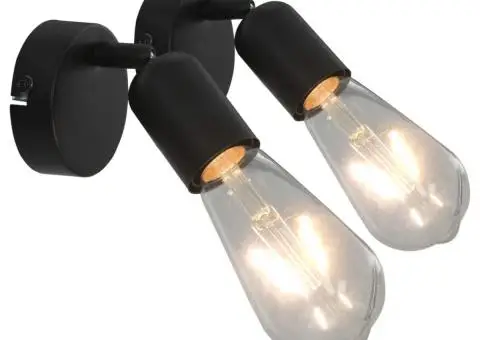 Spoturi luminoase, 2 buc., negru, E27 - 1/5