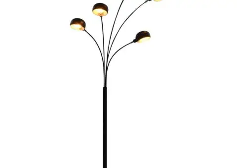 Lampă de podea, negru și auriu, 200 cm, 5 x E14 - 1/5