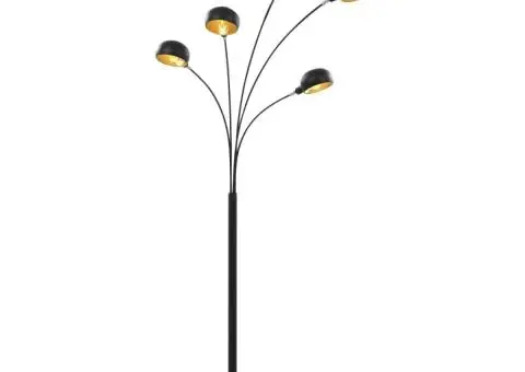 Lampă de podea, negru și auriu, 200 cm, 5 x E14 - 2/5