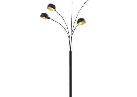 Lampă de podea, negru și auriu, 200 cm, 5 x E14 - 3/5