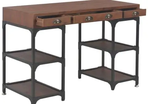 Birou cu 3 sertare, 110 x 50 x 78 cm, lemn masiv de brad - 3/5