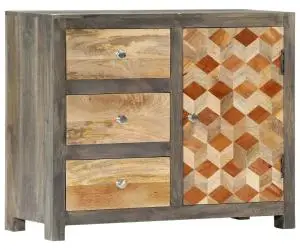 vidaXL Dulap lateral, gri, 75 x 30 x 60 cm, lemn masiv de mango