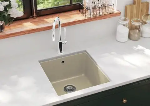 Chiuvetă de bucătărie din granit, bej, un bazin - 1/5