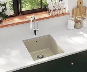 vidaXL Chiuvetă de bucătărie din granit, bej, un bazin