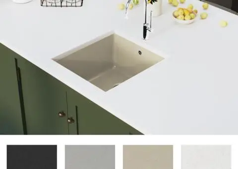 Chiuvetă de bucătărie din granit, bej, un bazin - 3/5