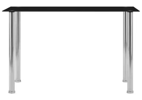 Masă de bucătărie, negru, 120 x 60 x 75 cm, sticlă securizată - 2/5