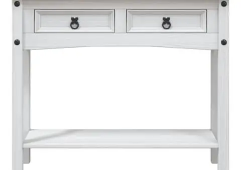 Masă consolă, alb, 90 x 34,5 x 73 cm, pin mexican, gama Corona - 3/5