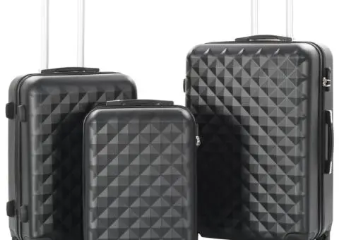 Set valiză carcasă rigidă, 3 buc., negru, ABS - 1/5