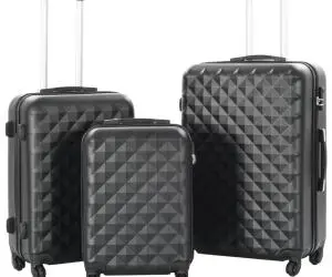 vidaXL Set valiză carcasă rigidă, 3 buc., negru, ABS