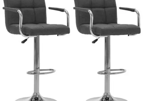 Scaune de bar, 2 buc., gri închis, material textil - 1/5