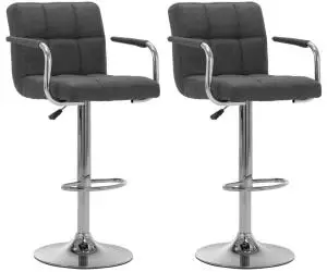vidaXL Scaune de bar, 2 buc., gri închis, material textil