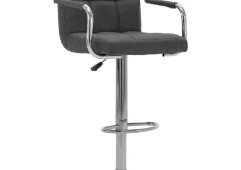 Scaune de bar, 2 buc., gri închis, material textil - 2/5