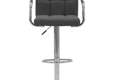 Scaune de bar, 2 buc., gri închis, material textil - 3/5