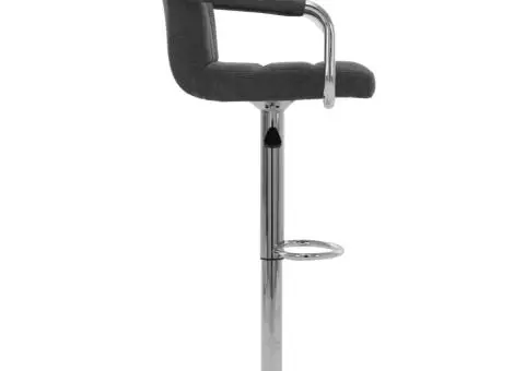 Scaune de bar, 2 buc., gri închis, material textil - 4/5