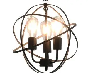vidaXL Lampă suspendată, negru, sferă, 3 becuri x E27