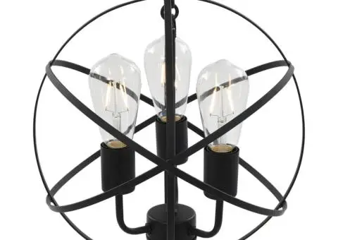 Lampă suspendată, negru, sferă, 3 becuri x E27 - 2/5