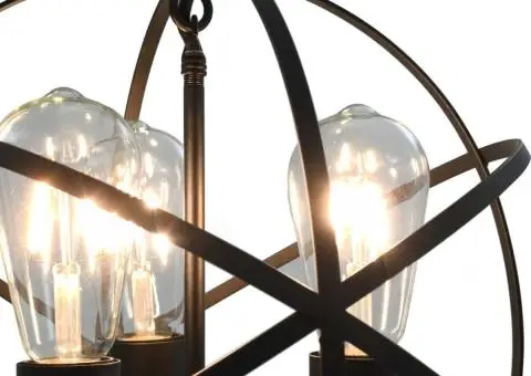 Lampă suspendată, negru, sferă, 3 becuri x E27 - 5/5