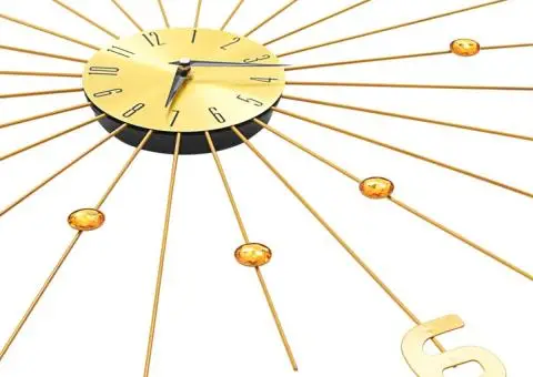 Ceas de perete, auriu, 70 cm, metal - 4/5