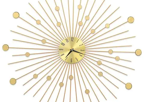 Ceas de perete, auriu, 70 cm, metal - 2/5