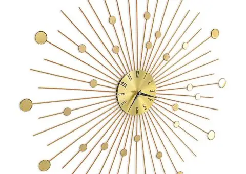 Ceas de perete, auriu, 70 cm, metal - 3/5