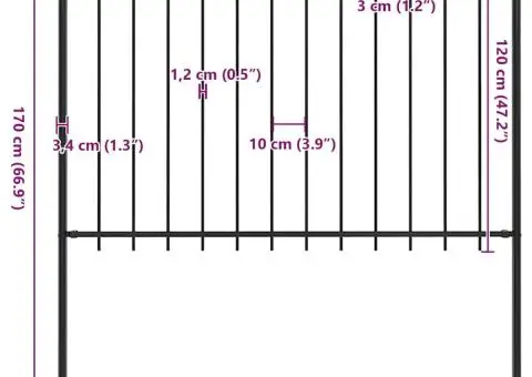 Gard de grădină cu vârf ascuțit, negru, 1,8 m, oțel - 5/5