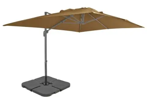 Umbrelă de soare de grădină, bază portabilă, taupe - 1/5