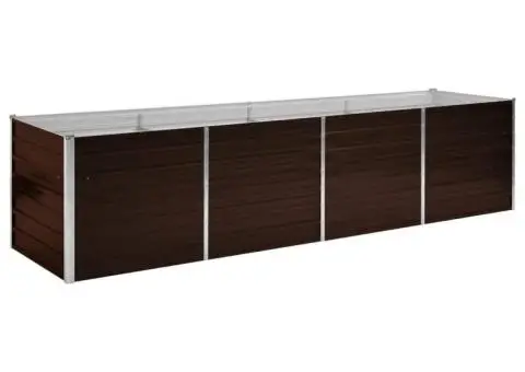 Strat înălțat de grădină, maro, 320x80x77 cm, oțel galvanizat - 2/5