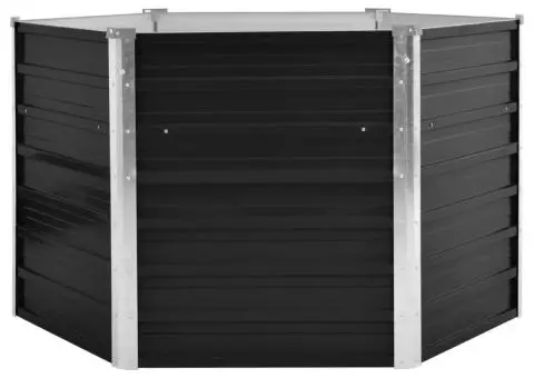 Strat înălțat de grădină antracit 129x129x77 cm oțel galvanizat - 2/5
