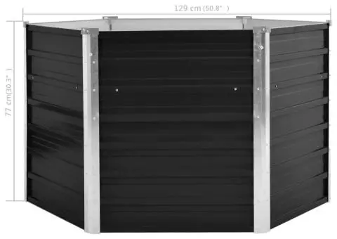 Strat înălțat de grădină antracit 129x129x77 cm oțel galvanizat - 5/5