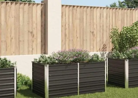 Strat înălțat de grădină antracit 160x80x77 cm oțel galvanizat - 1/5