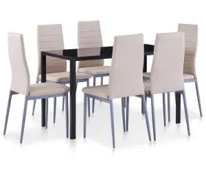 vidaXL Set mobilier de bucătărie, 7 piese, cappuccino
