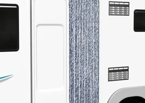 Perdea de insecte, albastru, alb, argintiu, 56x185 cm, Chenille - 1/5