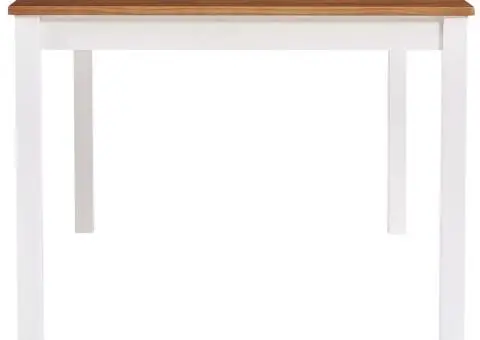 Masă de bucătărie, alb și maro, 180 x 90 x 73 cm, lemn de pin - 3/5