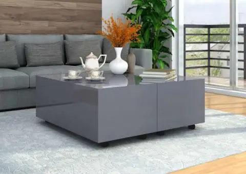 Măsuță de cafea, gri extralucios, 100 x 100 x 35 cm - 1/5