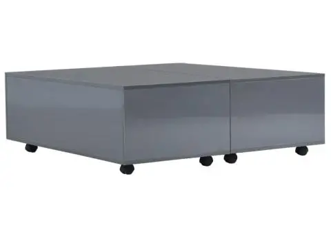 Măsuță de cafea, gri extralucios, 100 x 100 x 35 cm - 2/5