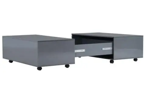 Măsuță de cafea, gri extralucios, 100 x 100 x 35 cm - 3/5