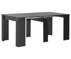 vidaXL Masă de bucătărie extensibilă, negru extralucios, 175x90x75 cm