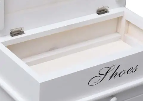 Pantofar, alb, 50 x 28 x 58 cm, lemn de paulownia - 5/5