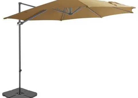 Umbrelă de soare de grădină, bază portabilă, taupe - 1/5