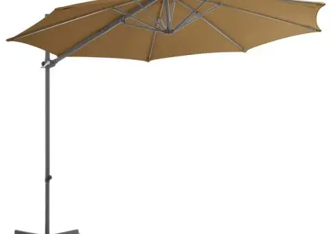 Umbrelă de soare de grădină, bază portabilă, taupe - 3/5